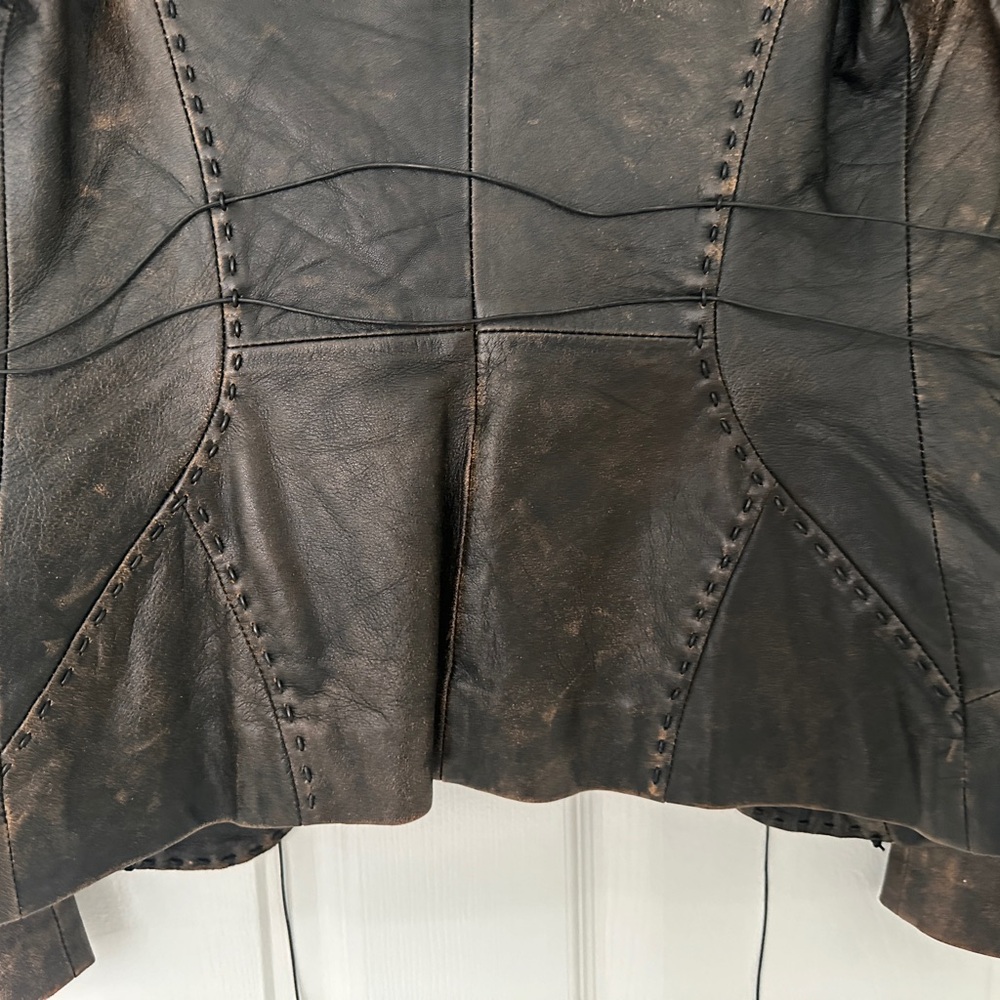 Roberta Scarpa Genuine Lamb Leather Vintage-Inspired Brown Jacket - Picture 7 of 11